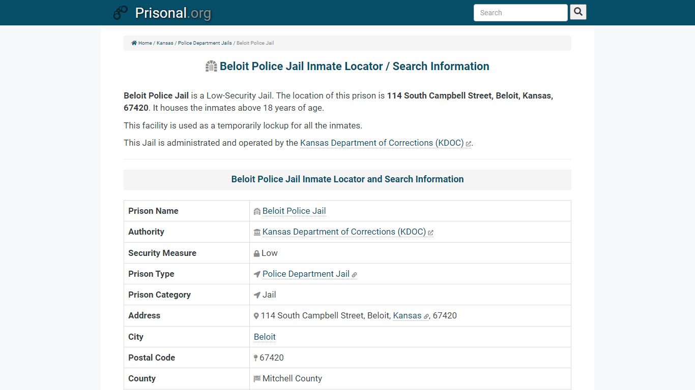 Beloit Police Jail-Inmate Locator/Search Info, Phone, Fax ...