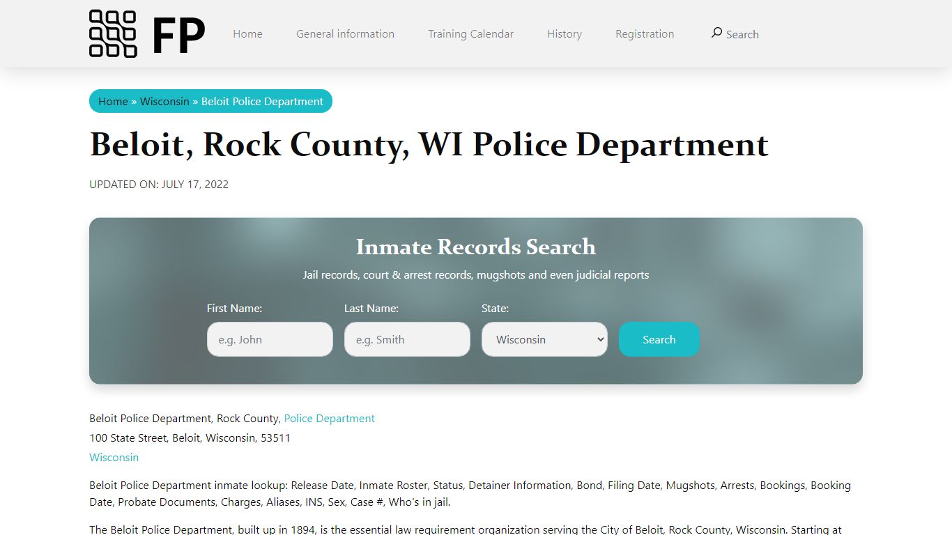 Beloit, WI Police - City Jail Inmates, Arrests